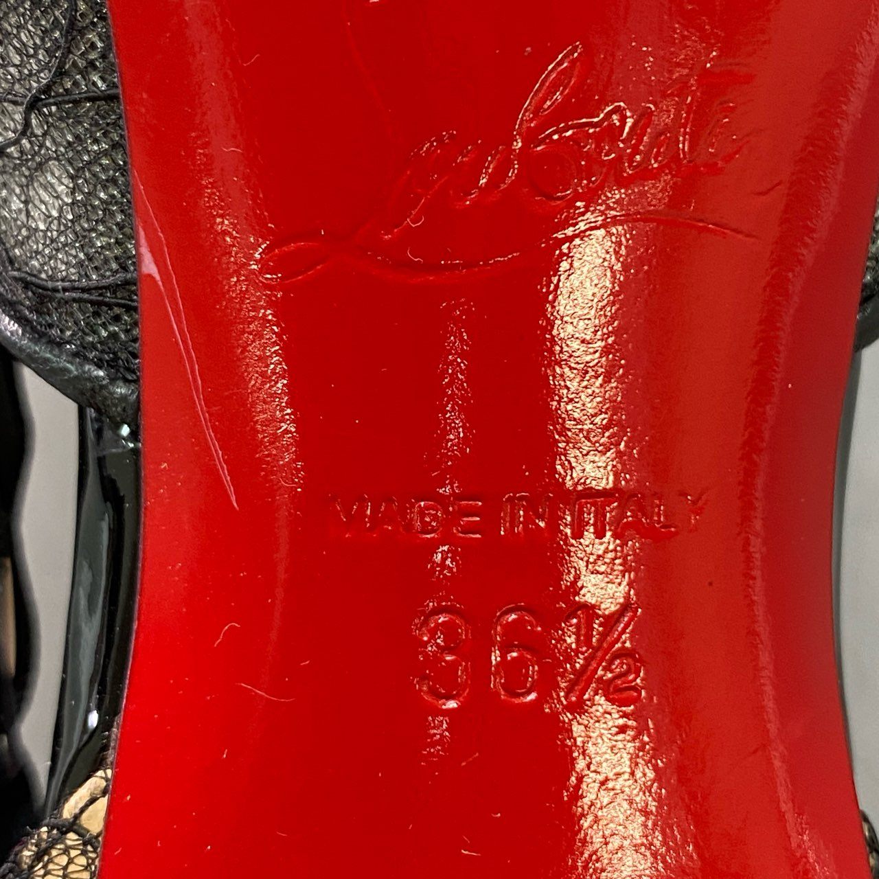 5g8《美品》 Christian Louboutin クリスチャンルブタン HOT JEANBI 100 フラワーレースパンプス 36 1/2 ブラック シューズ 箱付き