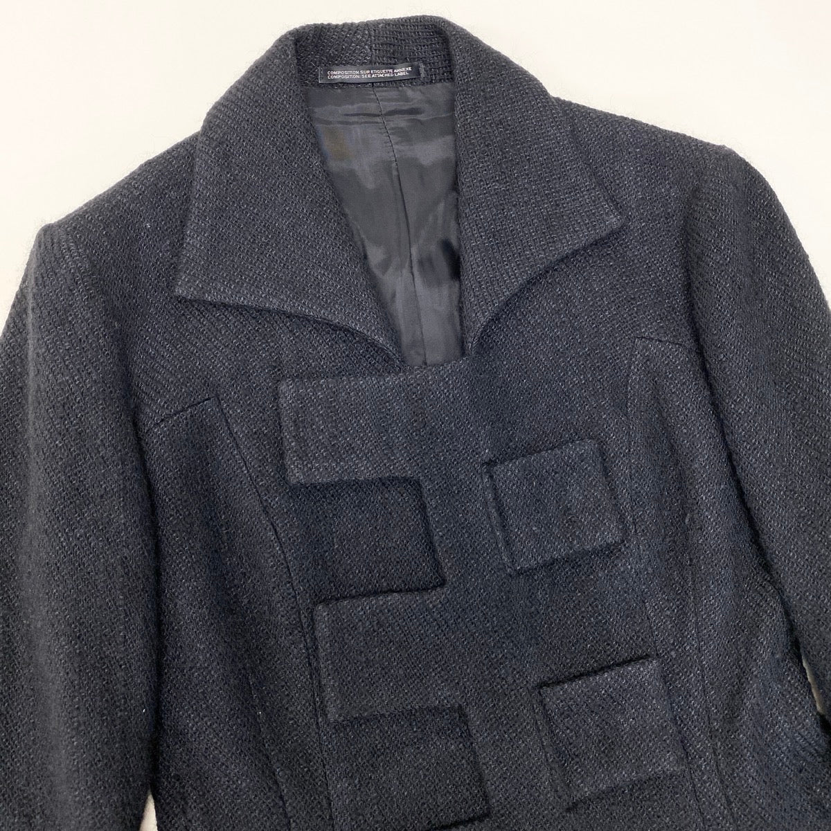 Af25 Yohji Yamamoto femme ヨウジヤマモト スナップボタン 中綿ジャケット ウールシルクブレンド FE-J05-149 ブラック レディースo07t