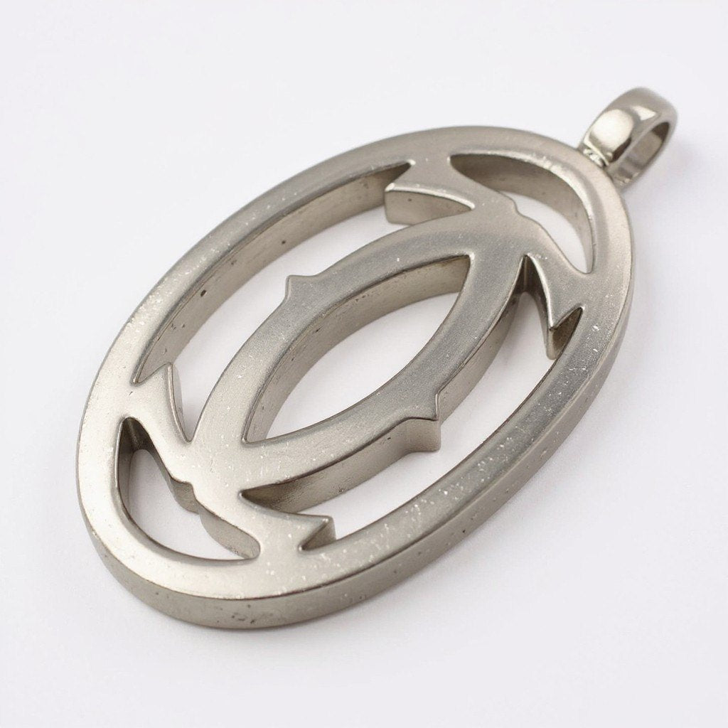 《美品》 Cartier カルティエ 2C ロゴ ペンダントトップ チャーム シルバー 箱付き アクセサリー ネックレス ジュエリーt18r