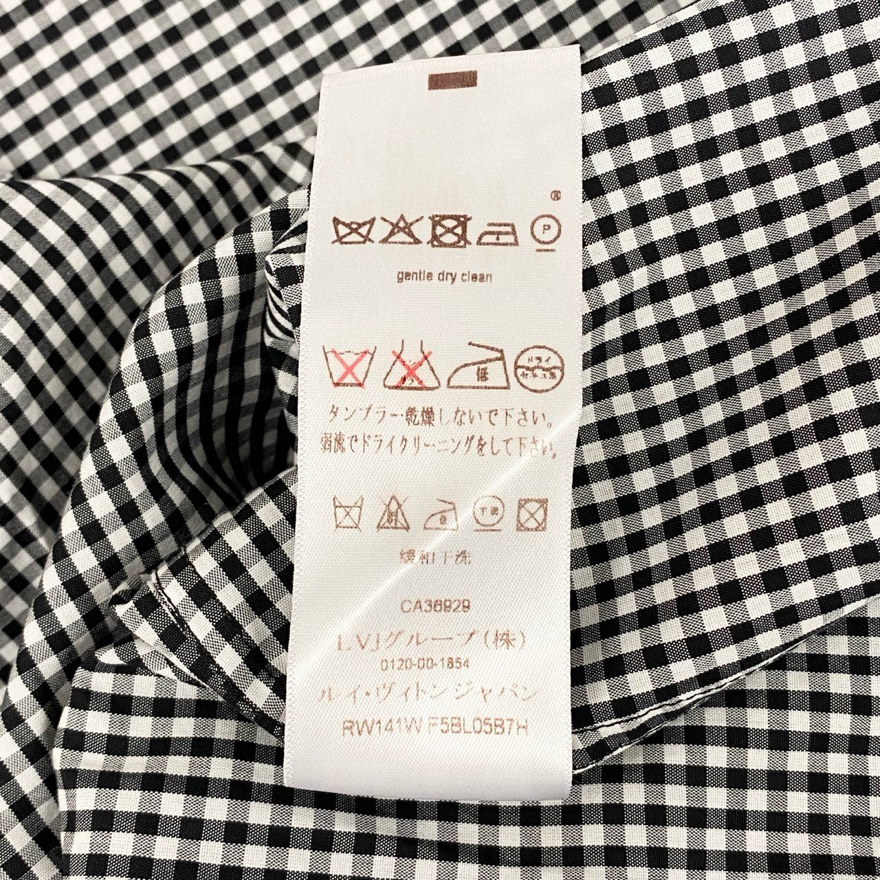 27a23 LOUIS VUITTON ルイヴィトン ゴールドボタン ギンガムチェック ボウタイブラウス 半袖ブラウス 実寸L相当 レディース トップスk02i