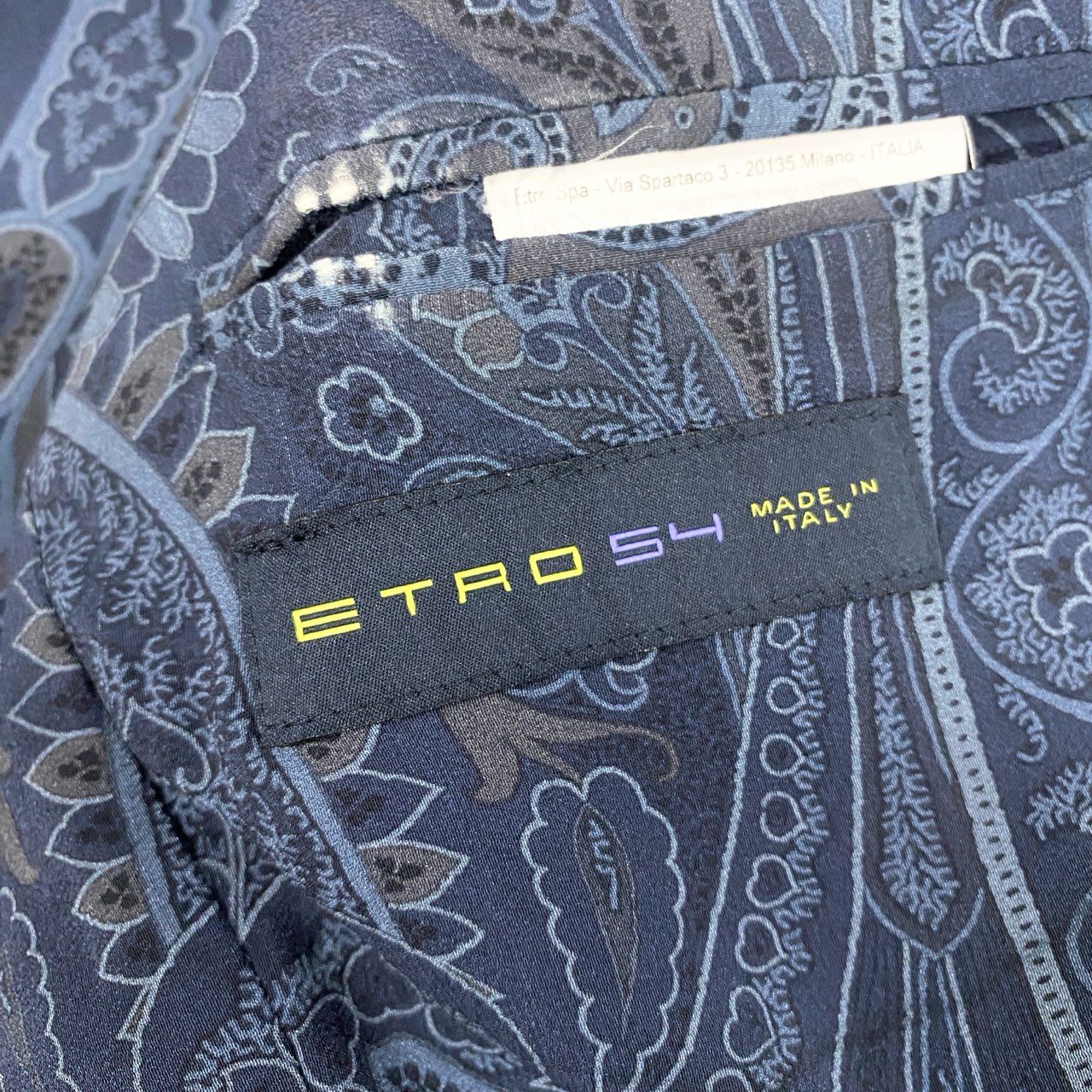 31b12 ETRO エトロ テーラードジャケット コットンウールジャケット ペイズリー柄 総柄 54サイズ ネイビー メンズ 男性用u02t