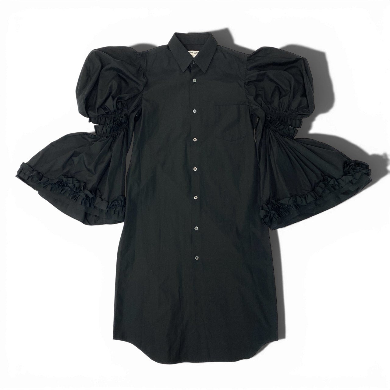 Ab23 COMME des GARCONS コムデギャルソン AD2019 フリルギャザー 変形 ワンピース トップス ドレス Made In Japan GD-B008 XS ブラック コットン レディースk02i