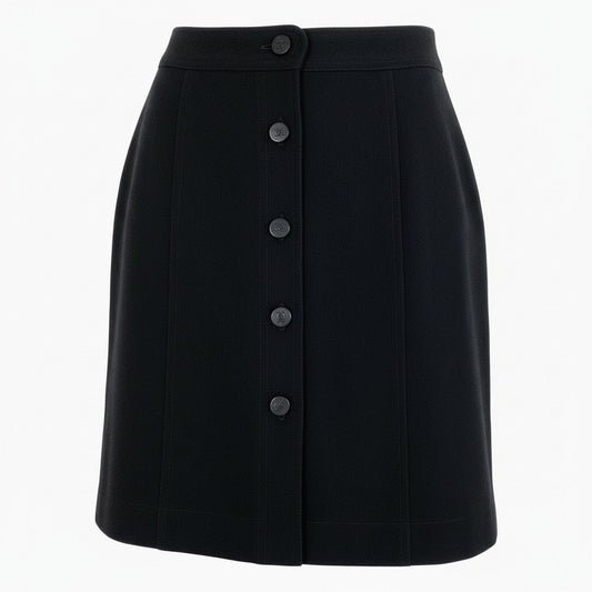 64a15 【archive】CHANEL シャネル 1998年 Cruise P09856 オールブラック ココマークボタン ミニスカート サイズ38 ブラック レディースta1