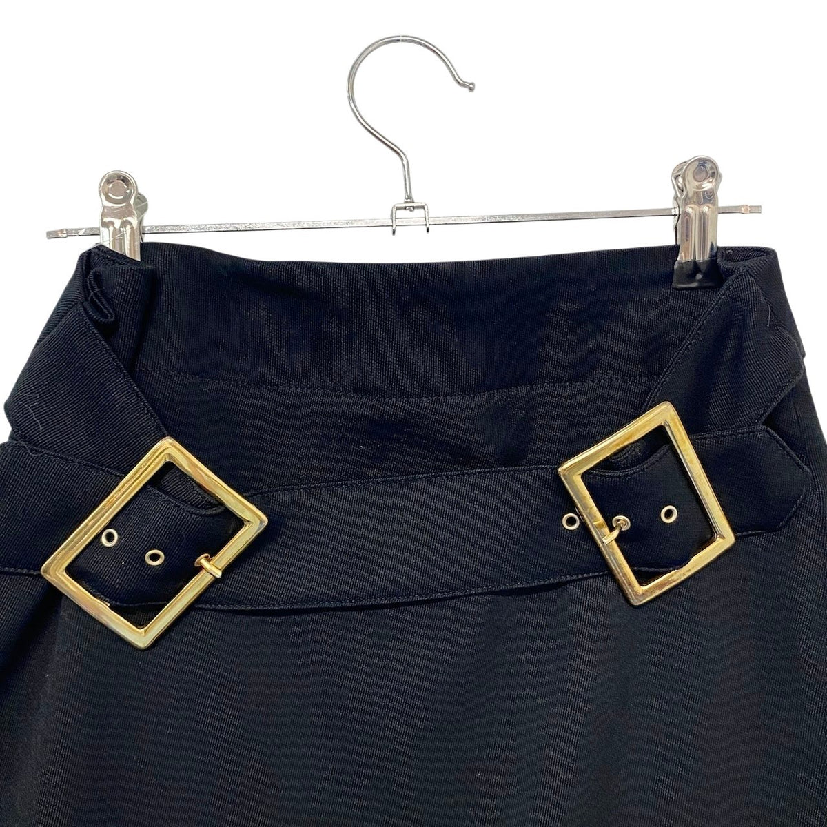 24j14 D&G DOLCE&GABBANA ドルチェアンドガッパーナ 00's タイトスカート バックルデザイン 膝丈 イタリア製 40サイズ ブラック レディース 女性用u02t