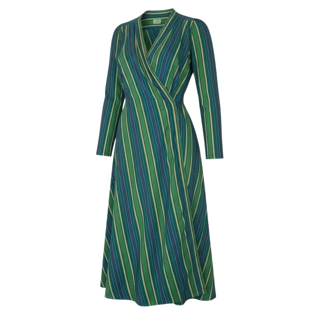 66a12 KENZO ケンゾー vintage ヴィンテージコ ロングコート ガウンコート カシュクール ストライプ柄 羽織 レディース M マルチカラー コットン100％u02t