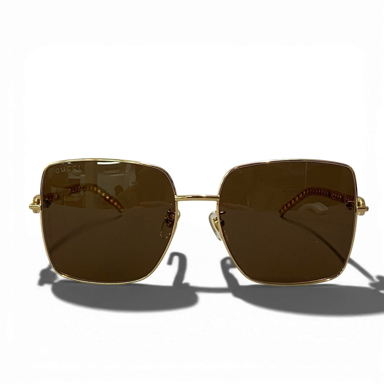 b15 《美品》 GUCCI グッチ ハリウッドコレクション GG サングラス アイウェア ブラウン ゴールド レディースta1