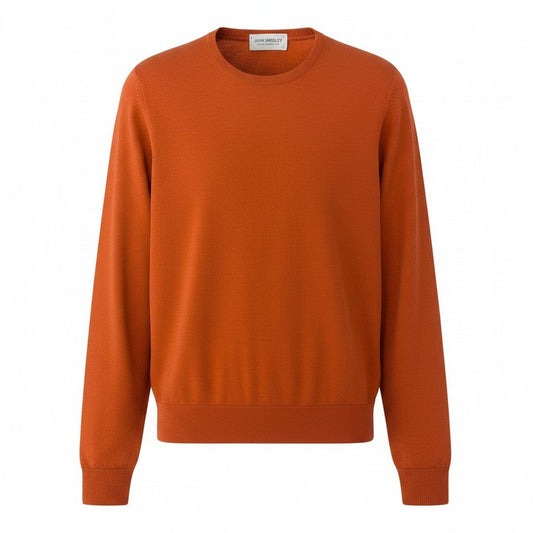 56e12 JOHN SMEDLEY ジョンスメドレー ロングスリーブニットセーター イングランド製 Lサイズ オレンジ ウール100％ レディース 女性用u02t
