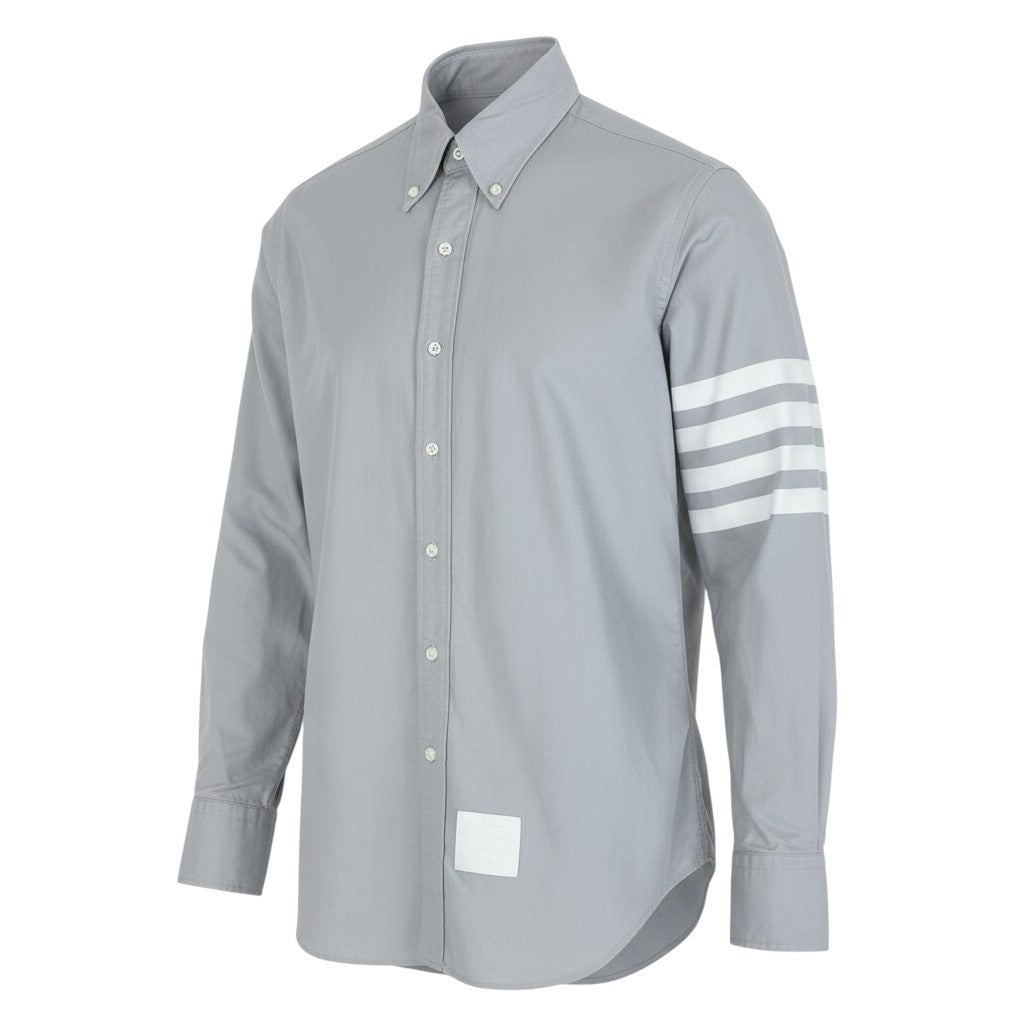 63a30 THOM BROWNE トムブラン 4BARストライプ 長袖シャツ ロングスリーブ 2 グレー コットン メンズo07t