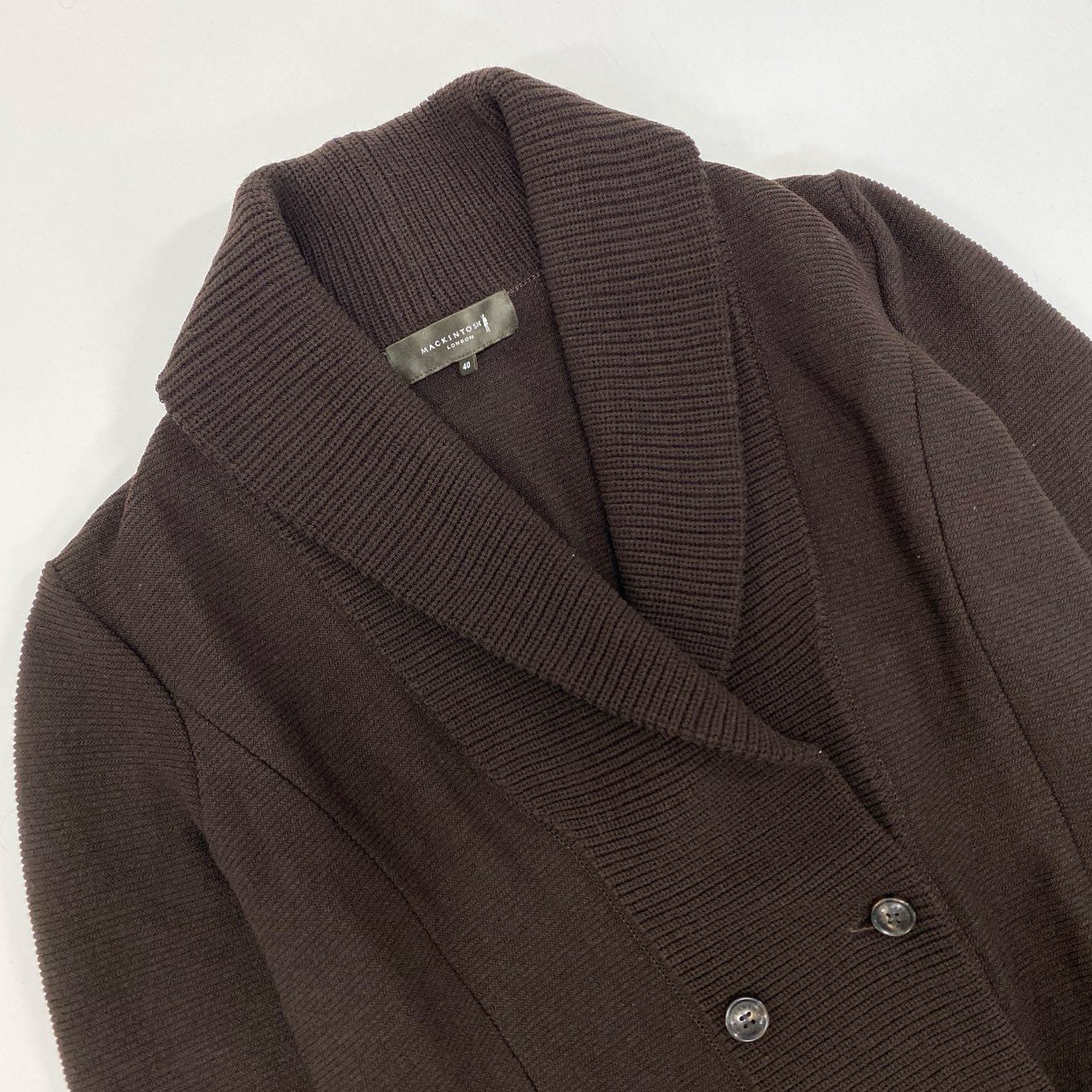 23L8 《美品》 MACKINTOSH LONDON マッキントッシュ ダブルブレスト ニットジャケット カーディガン 羽織り 40 ブラウン レディース 女性用u02t