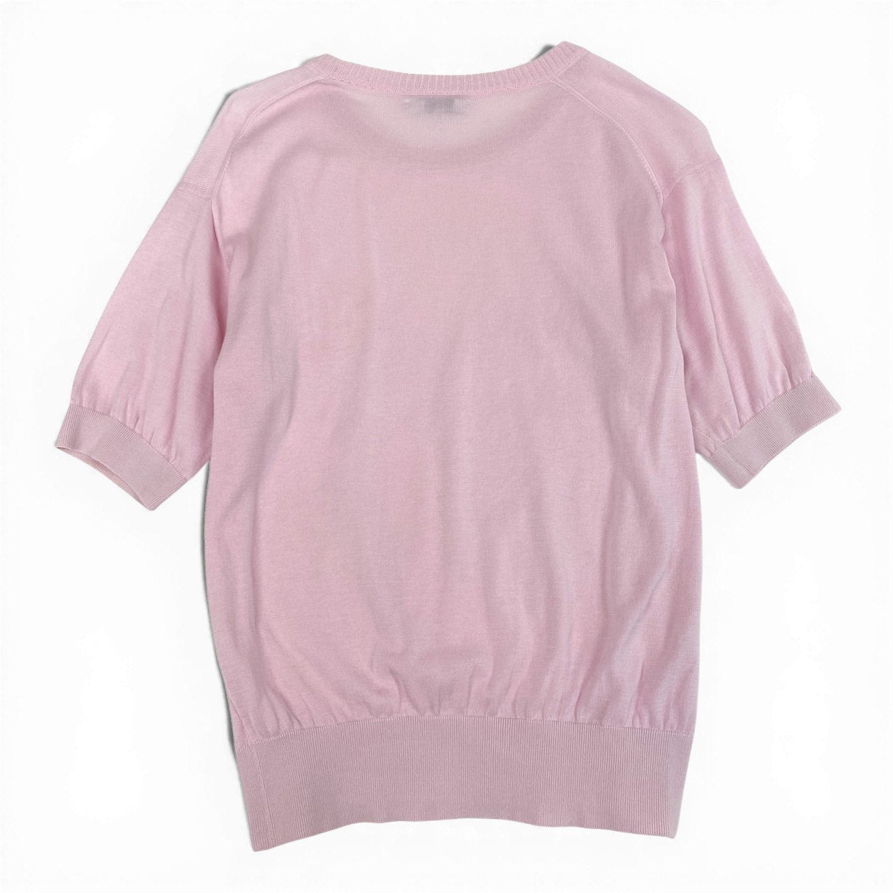 Ia23 Christian Dior クリスチャンディオール 半袖ニット サマーセーター トップス エンブレム刺繍 M ピンク コットン レディースu02t
