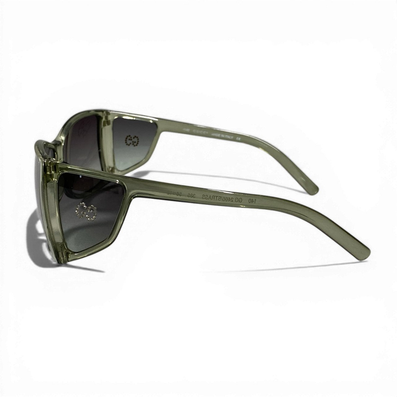 d9 GUCCI グッチ ラインストーンGGロゴ サングラス Rhinestone GG Sunglasses GG2466 56□12 グリーン アイウェア メガネt18r