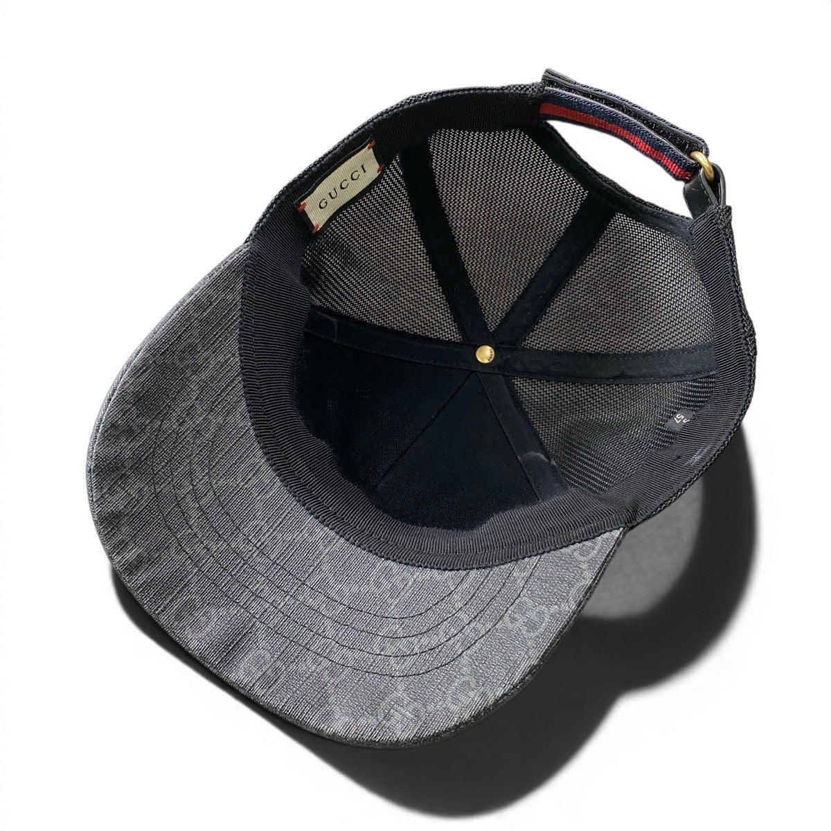f24 GUCCI GGスプリーム ウルフ ベースボールキャップ 帽子 S 57 グレー ブラック レッド レディース 女性用