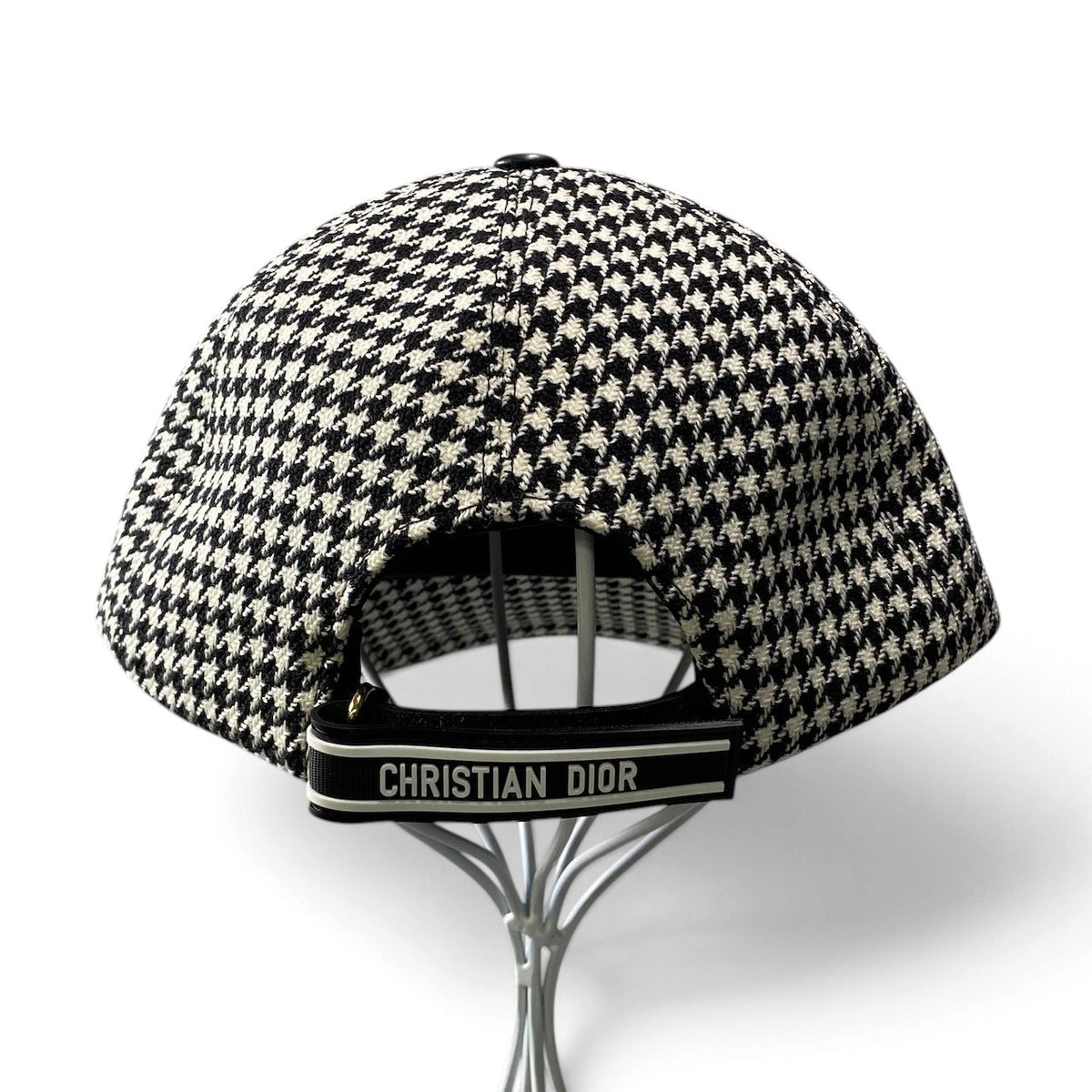 j15 【新品保管品】Christian Dior ツイードキャップ 千鳥格子 帽子 58サイズ ホワイト ブラック レディース 女性用