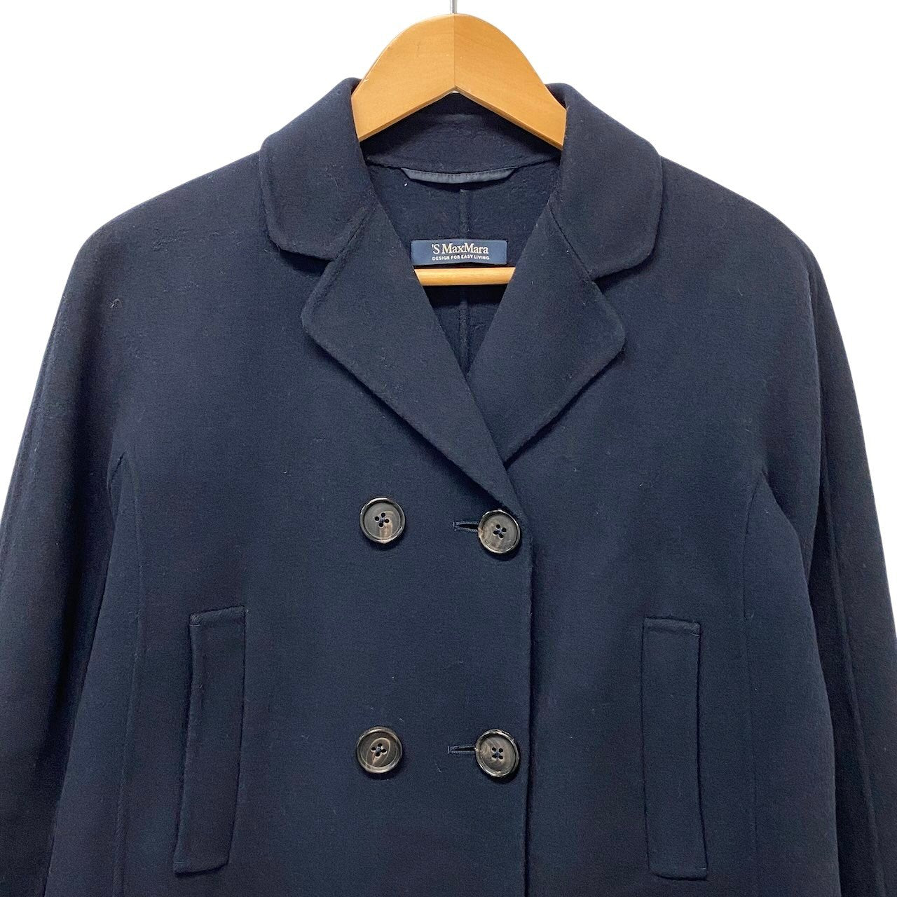 14g5 'S Max Ｍara エスマックスマーラ クチートアマーノ ダブルブレスト ウールコート サイズ36 ネイビー  レディース 女性用u02t