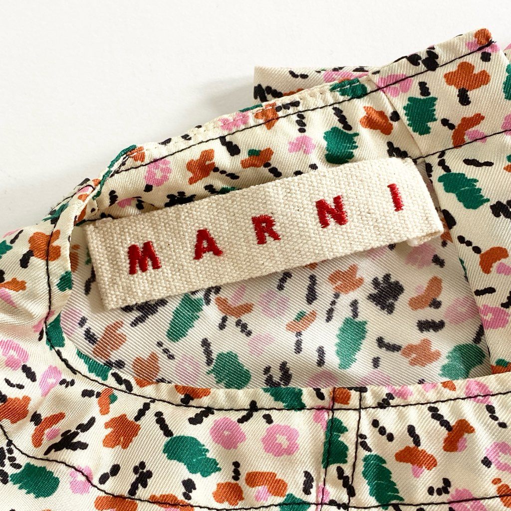 47g6 MARNI マルニ 総シルク シルク100％ ボウタイ 花柄 長袖ブラウス トップス フラワープリント  CAMA0291A1TSF29 36 マルチカラー シルク