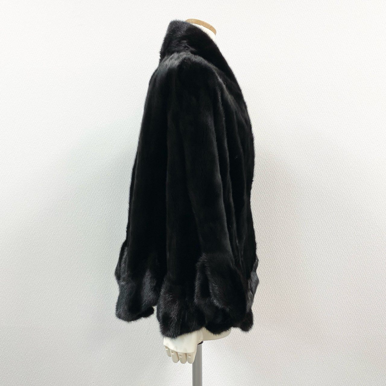 52k19 SAGA MINK サガミンク 銀サガ マホガニーミンク 裾フリル ケープ ポンチョ ダークブラウン 最高級本毛皮 MINK FUR コート 艶◎ 毛並み◎t18r