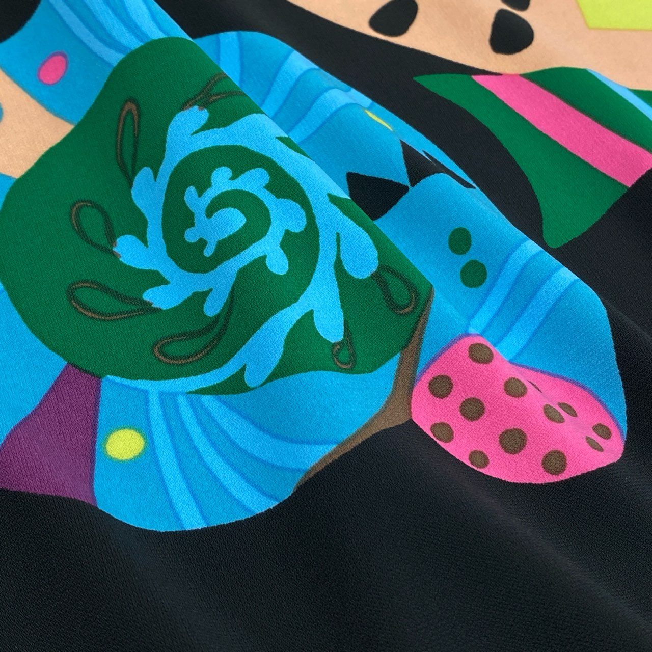 38k26 《美品》 TOKUKO 1er VOL トクコプルミエヴォル チュニックカットソー ロングスリーブ プルオーバー フロントプリント レース装飾 レディース 女性用 9 ブラックu02t