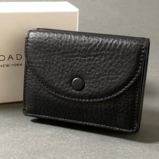 f28-8 《未使用保管品》 OAD NEW YORK オーエーディー ニューヨーク Leather Mini Wallet レザーミニウォレット ブラック レザー 三つ折り財布