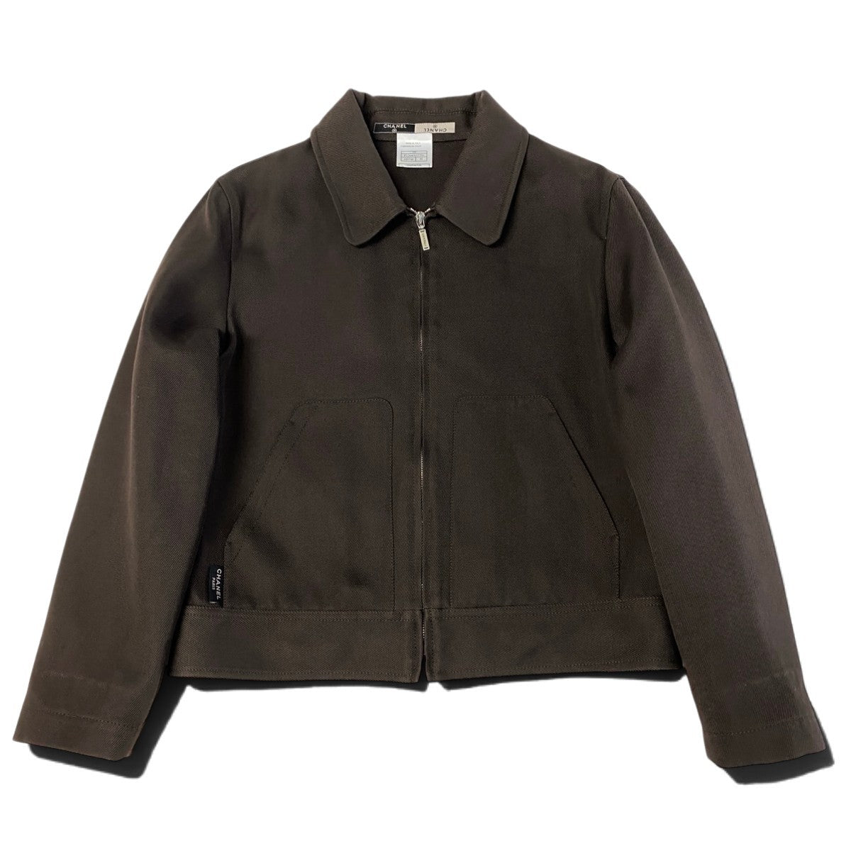 j16 CHANEL シャネル 99P ロゴジップアップ ジャケット Vintage Logo Zip-Up Jacket Brown P12840 Size 40 ブラウンt18r