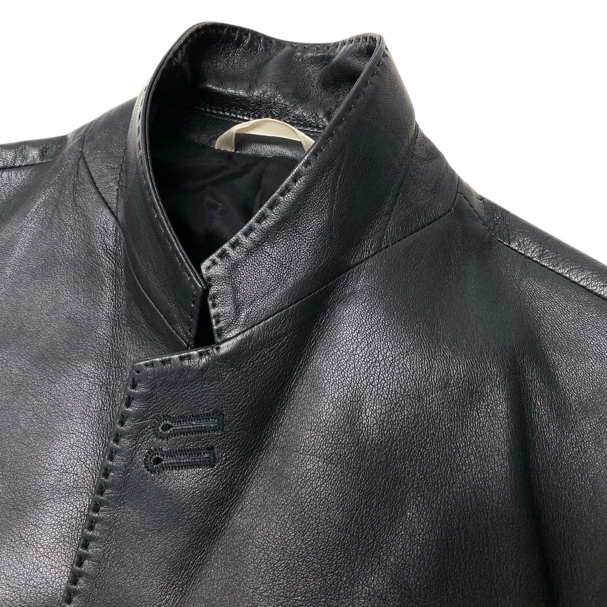 30h22 Paul Smith ポールスミス テーラードジャケット レザージャケット 裏地プリント サイズM ブラック 羊革 メンズo07t