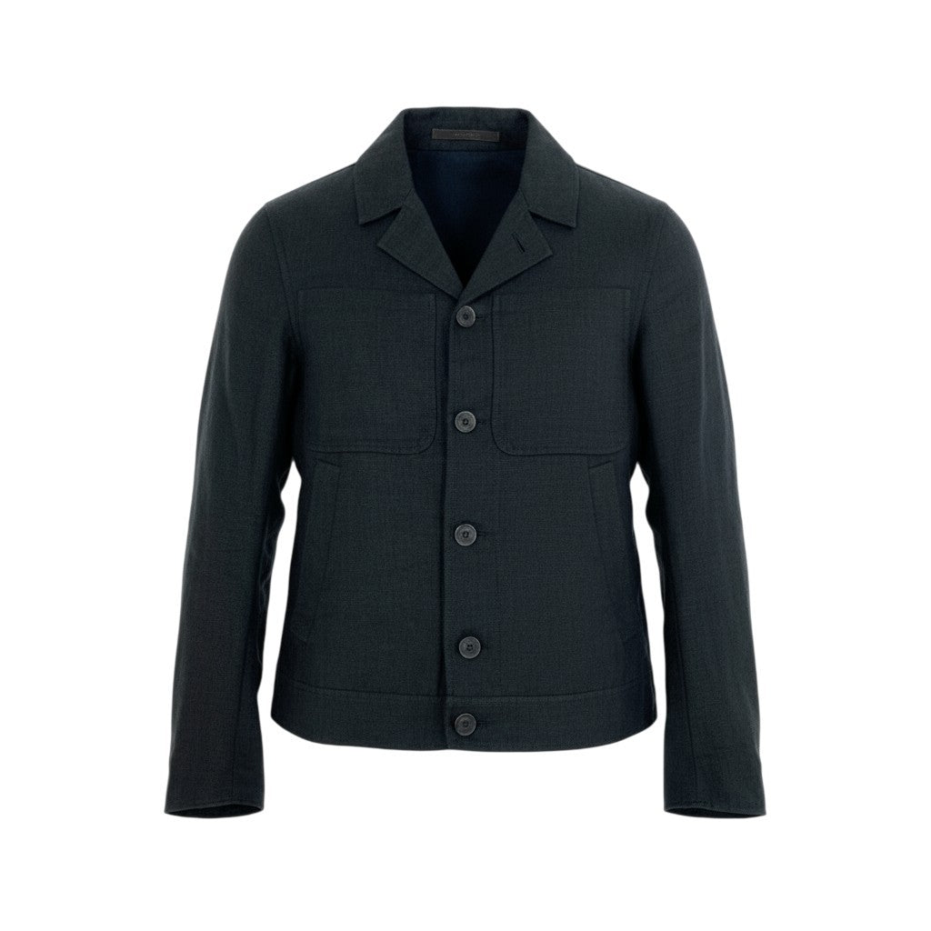 29k6【美品】CARUSO カルーソー コットンリネンワークブルゾン ジャケット アウター VMD504 42Rサイズ ブラック メンズu02t