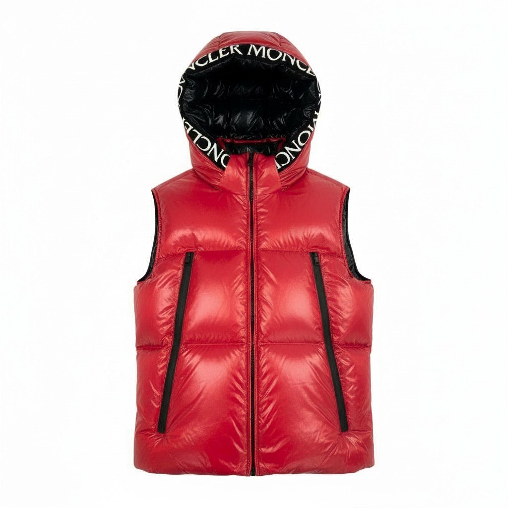 14L1《極美品》 MONCLER モンクレール 20-21AW AGNEAUX アニョー ロゴテープ ダウンベスト F20911A51C00 サイズ2 レッド DOWN VESTt18r