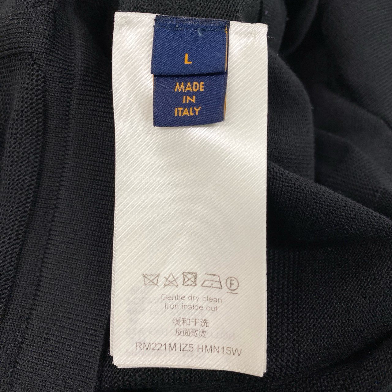 20a26 LOUIS VUITTON ルイヴィトン LVネックロゴ クルーネックセーター バックLVロゴ ニットセーター Lサイズ ブラック メンズo07t