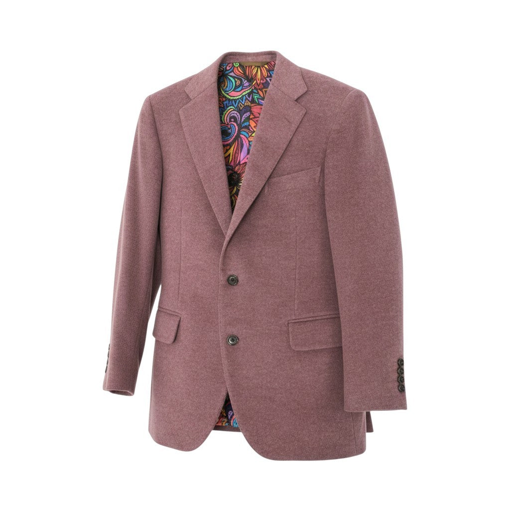 66L1 《美品》 mila schon ミラショーン カシミヤジャケット テーラードジャケット 裏地総柄 フラワーモチーフ メンズ 紳士服 パープル カシミア100％u02t