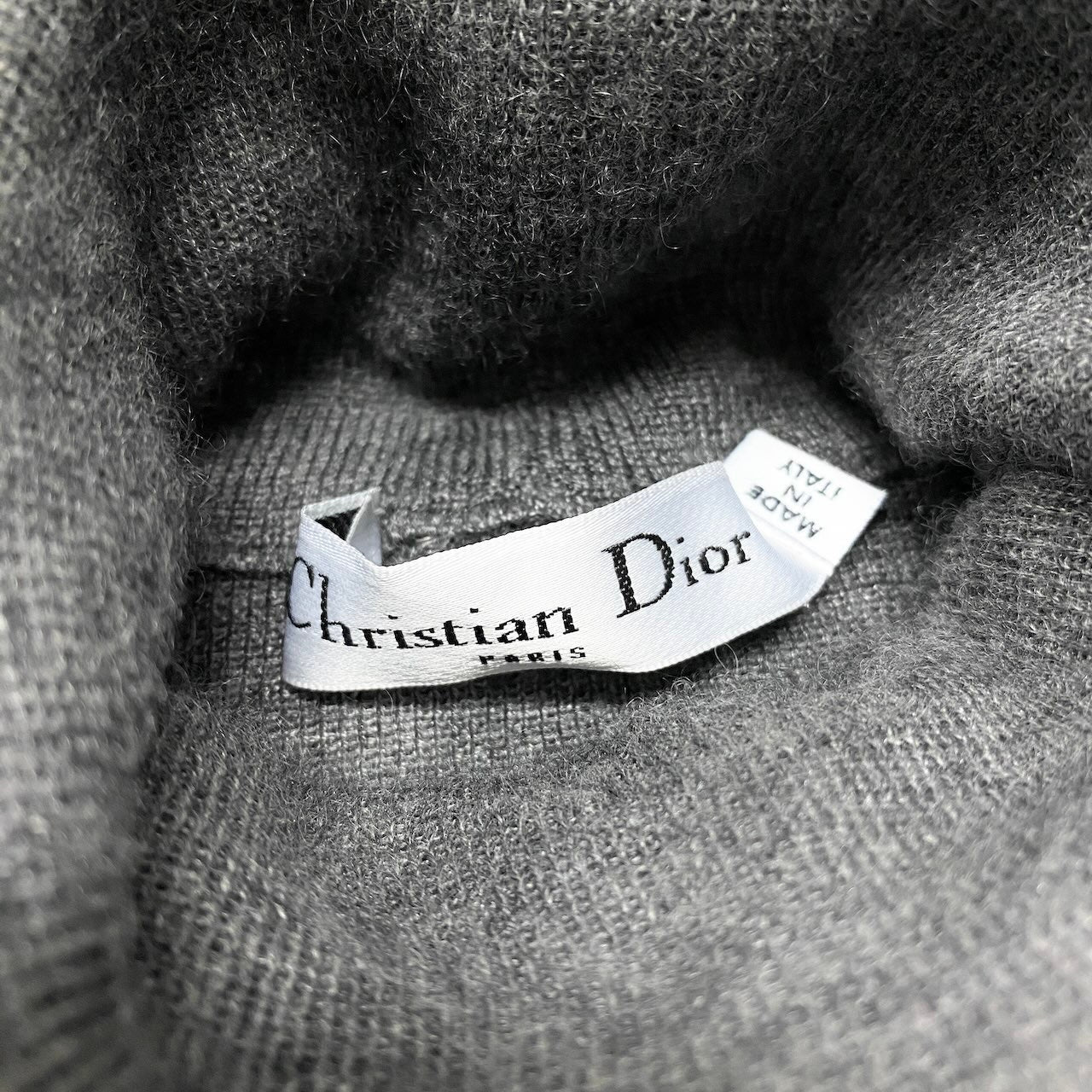 80d13 Christian Dior クリスチャンディオール タートルネックセーター ハイゲージニット ウールシルク混  サイズ38 グレー系 レディース 女性用o07t