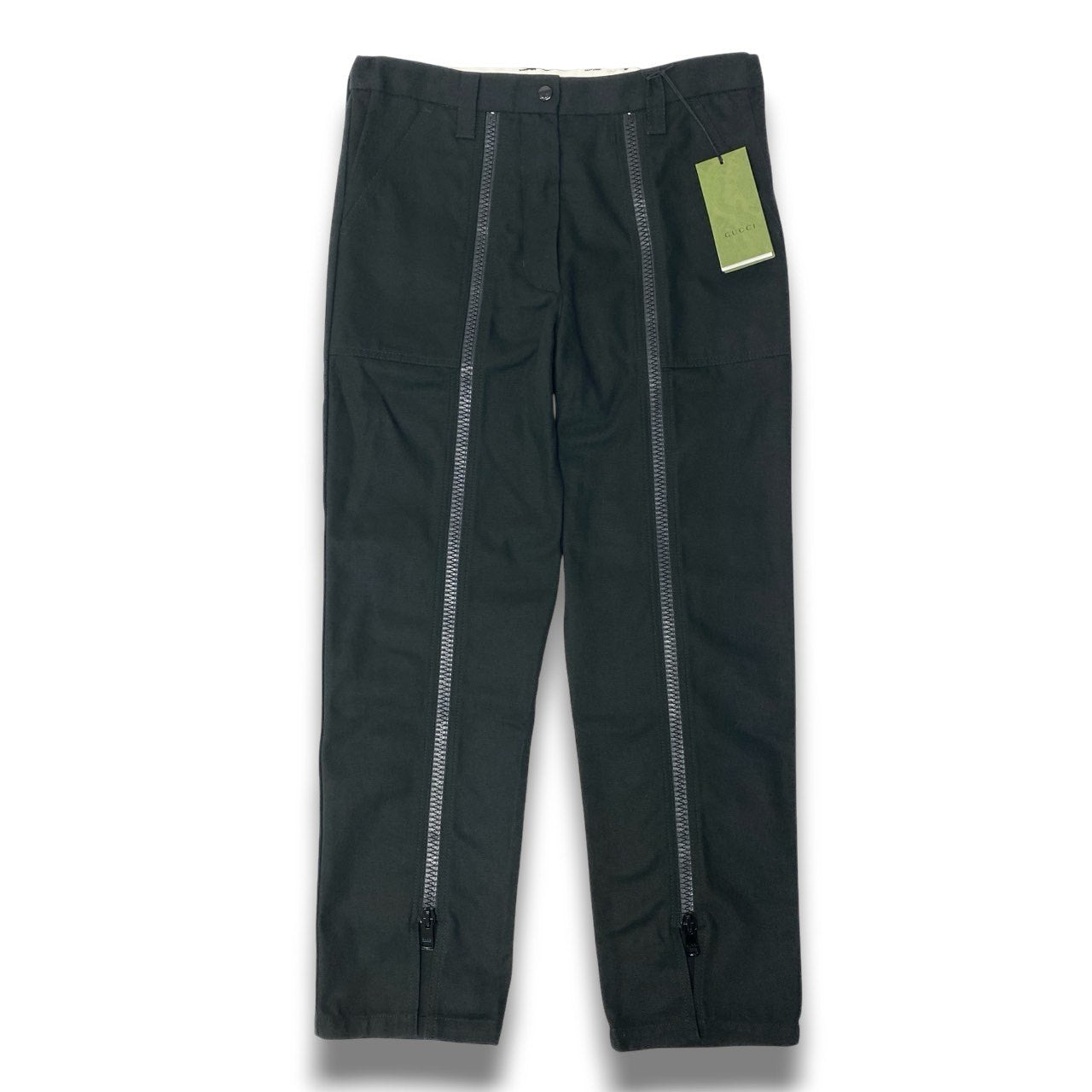 Ic5 【新品保管品】GUCCI グッチ センタージップパンツ コットンパンツ ボトムス 42サイズ ブラック コットン100％ レディース 女性用o07t