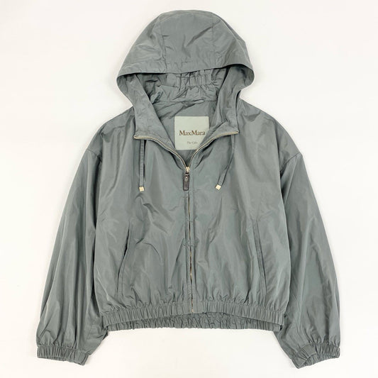57h4 Max Mara マックスマーラ The Cube. テクニカル タフタパーカー フーディージャケット サイズ38 グレー系 レディース ライトアウター 羽織k02i