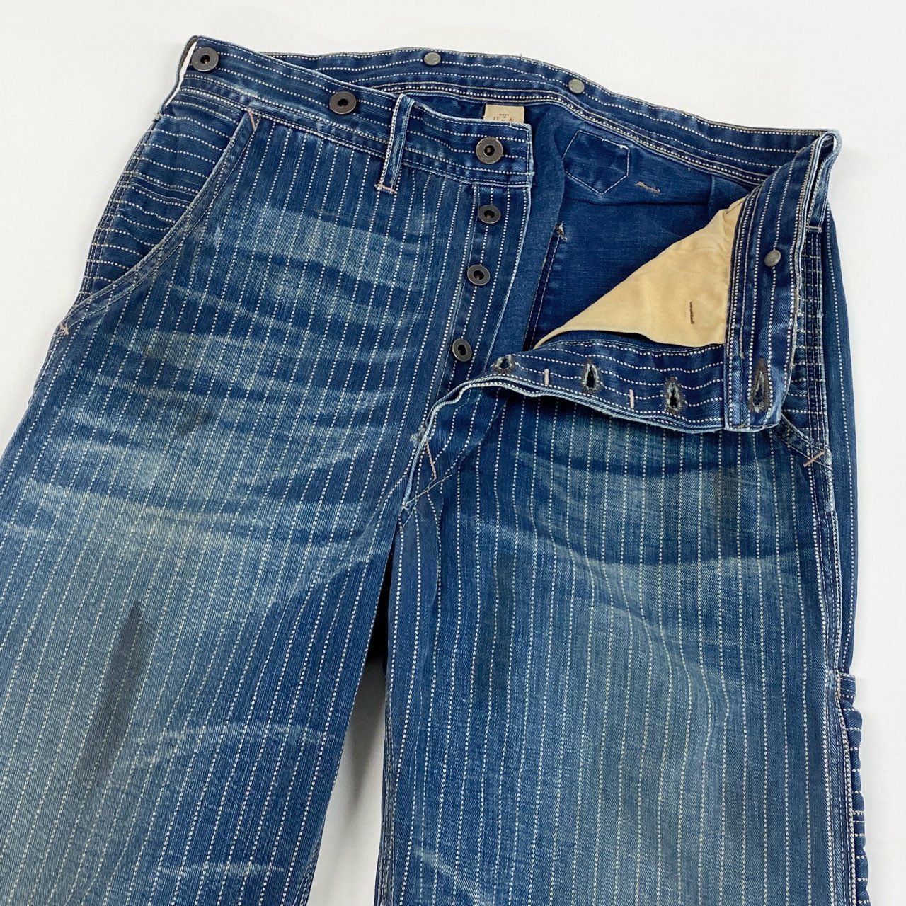 33L4 DOUBLE RL ダブルアールエル RRL ストライプ デニムペインターパンツ 32 インディゴブルー Ralph Lauren ラルフローレン USA製 ジーンズt18r