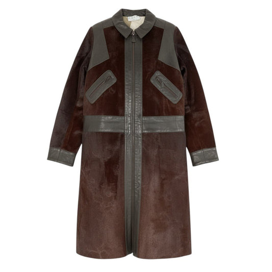 Hc2 MARNI マルニ ヴィンテージ ハラコ カウヘアー レザーコート サイズ42 ブラウン レディース コート アウターk02i