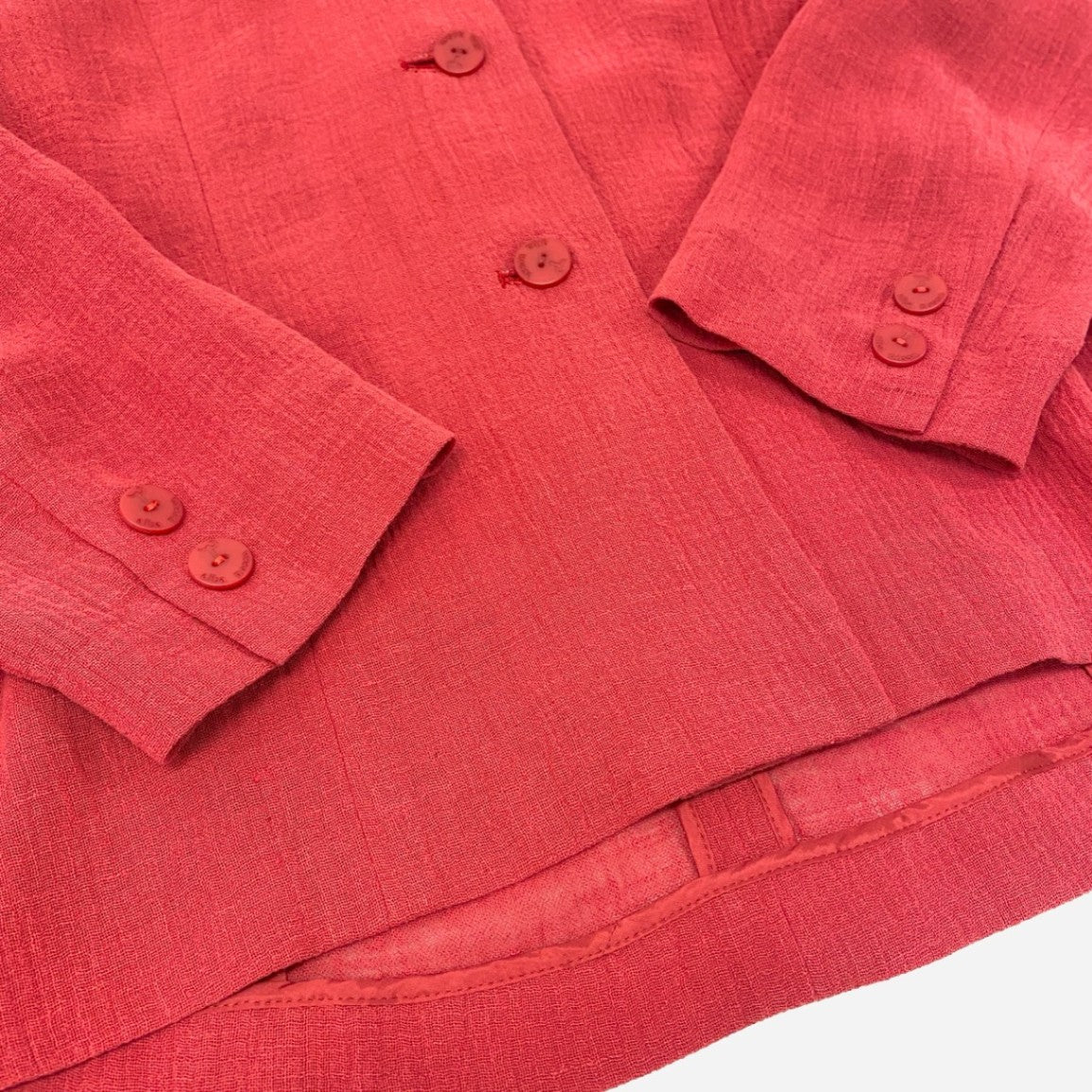 35j22 import ROSSA インポートロッサ 花柄レース刺繍 テーラードジャケット 羽織り 薄手 サイズ44 レッド レディースu02t