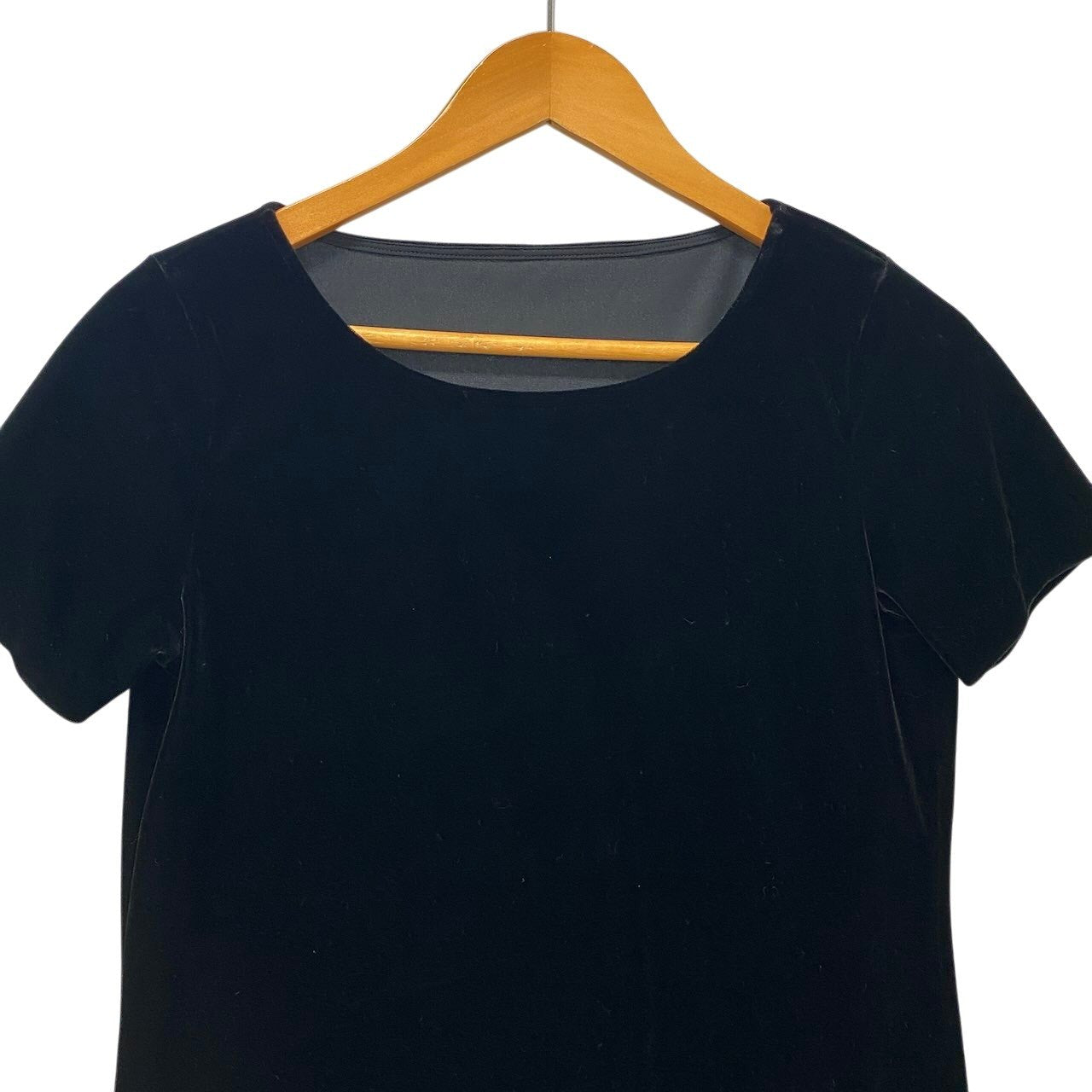 2f18 BALENCIAGA バレンシアガ ベロア 半袖カットソー Tシャツ トップス 38 ブラック トリアセテート  レディースo07t