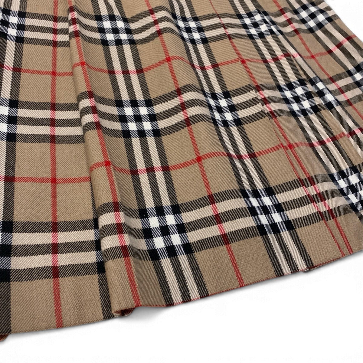 30j4 BURBERRYS バーバリーズ プリーツスカート ノバチェック ウールスカート 13BRサイズ ベージュ ウール100％ レディース 女性用u02t
