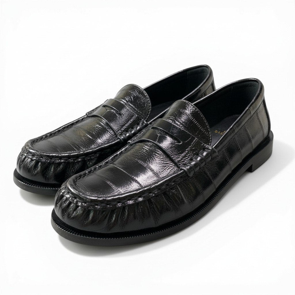 【未使用品】SAINT LAURENT サンローラン パリ LOU Loafers ル ローファー サイズ36 ブラック イールスキン レディース 革靴k02i