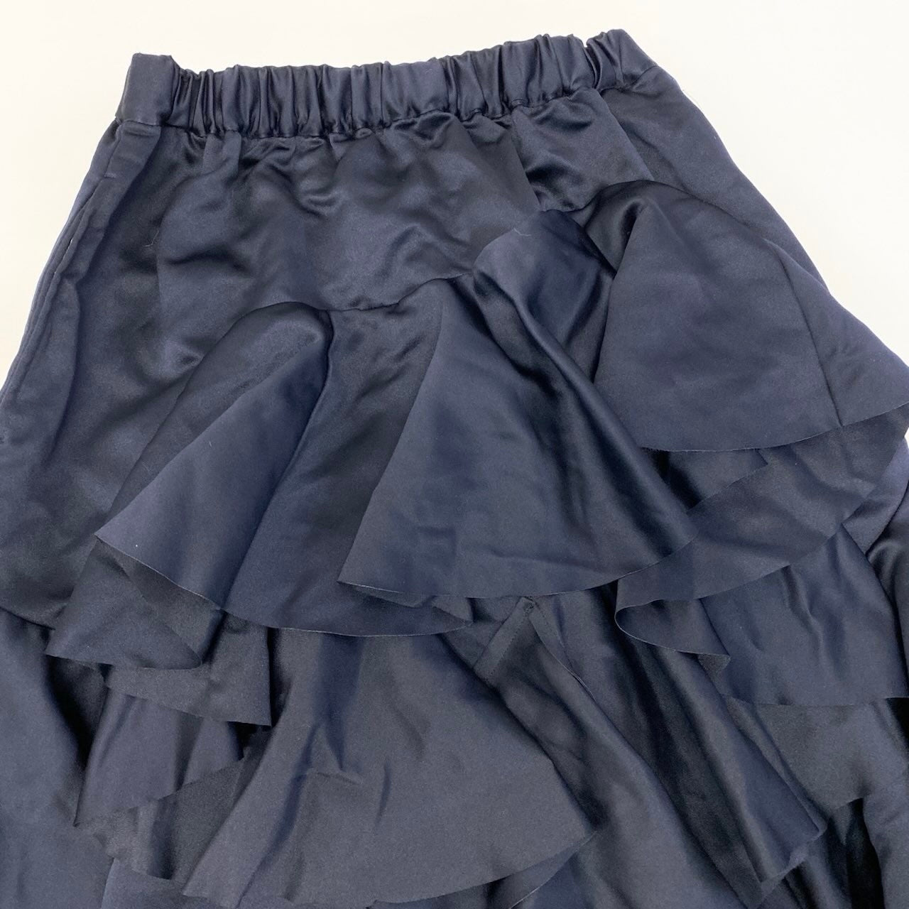 Af9 【新品保管品】COMME des GARCONS  2025年 フリル変形デザインスカート RQ-S011-051-1-1 XSサイズ ダークネイビー ポリエステル100％ レディース 女性用u02t