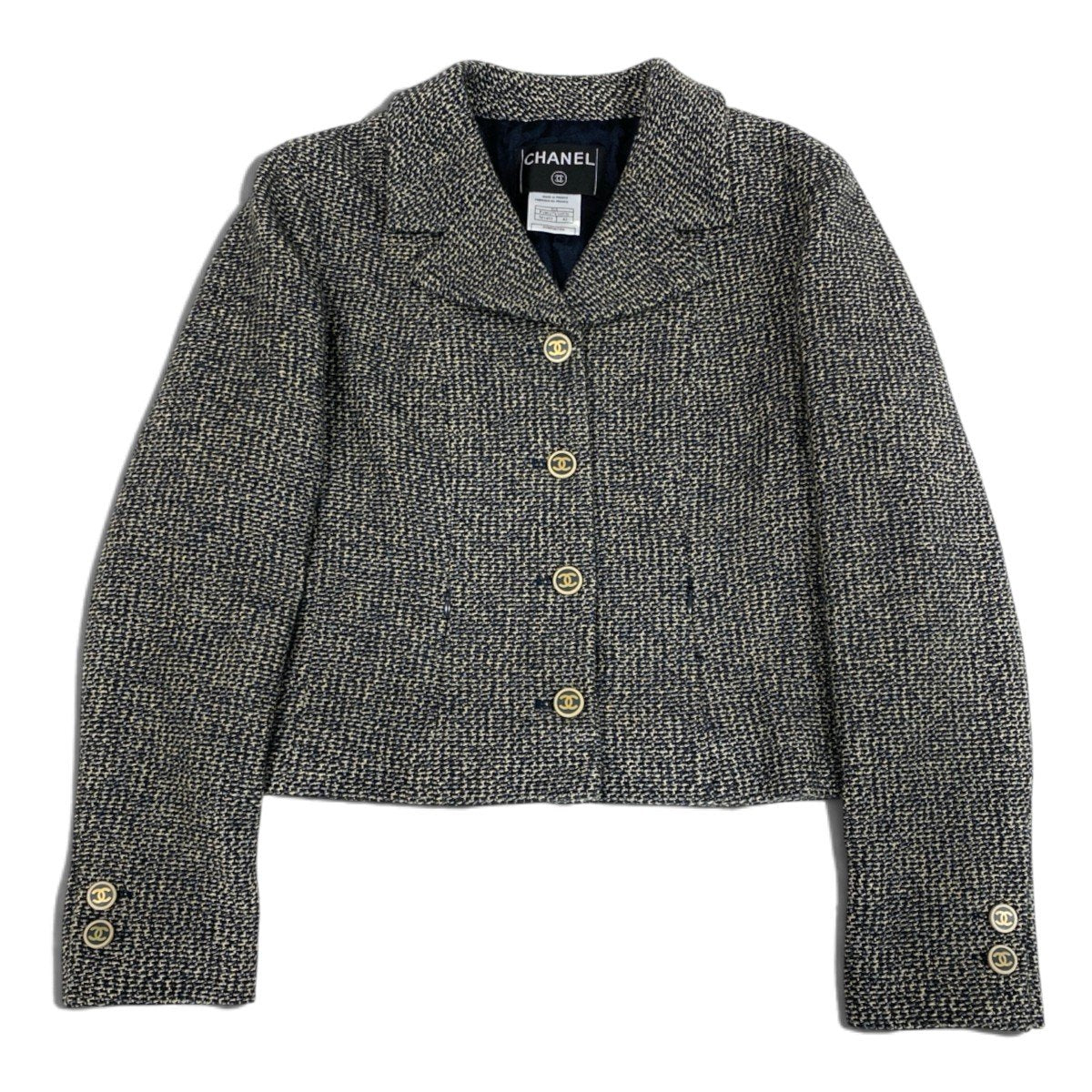 i22 CHANEL シャネル 01A ココマーク ショート丈 ツイードジャケット CC Cropped Tweed Jacket P18627 Size42t18r
