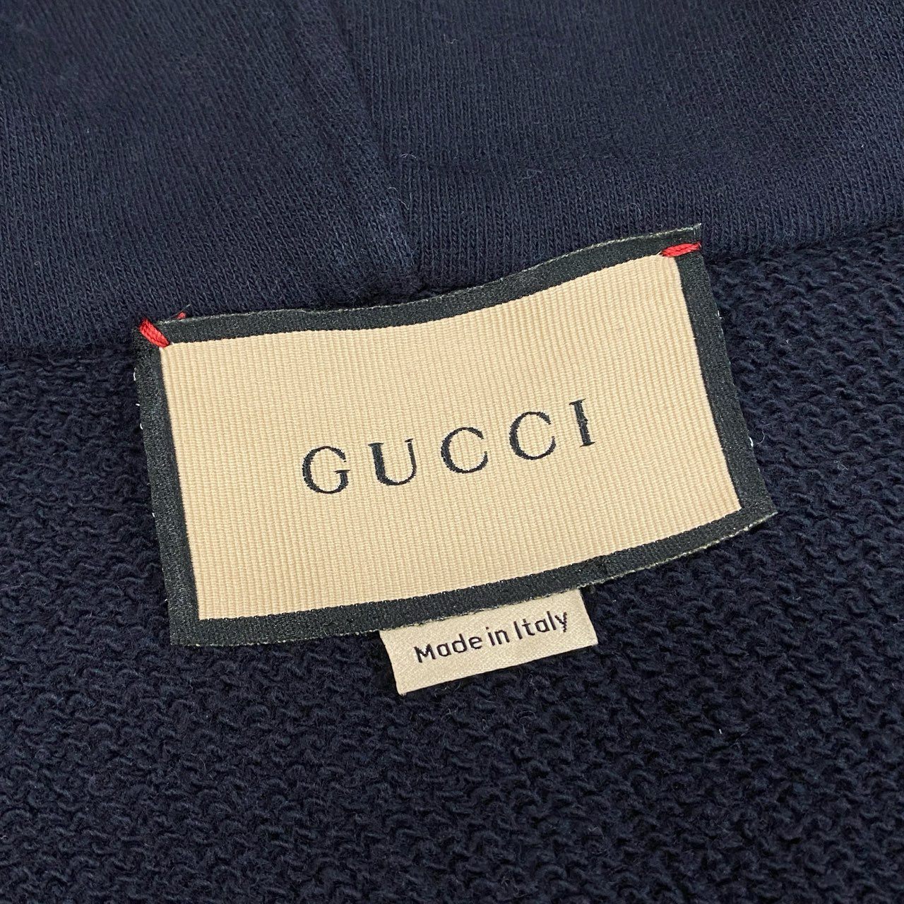 10a13 GUCCI グッチ ハーフジップ スウェットパーカー 長袖 フロントロゴ GGマーク シェリーライン イタリア製 メンズ 紳士服 XS ネイビー コットン100％o07t