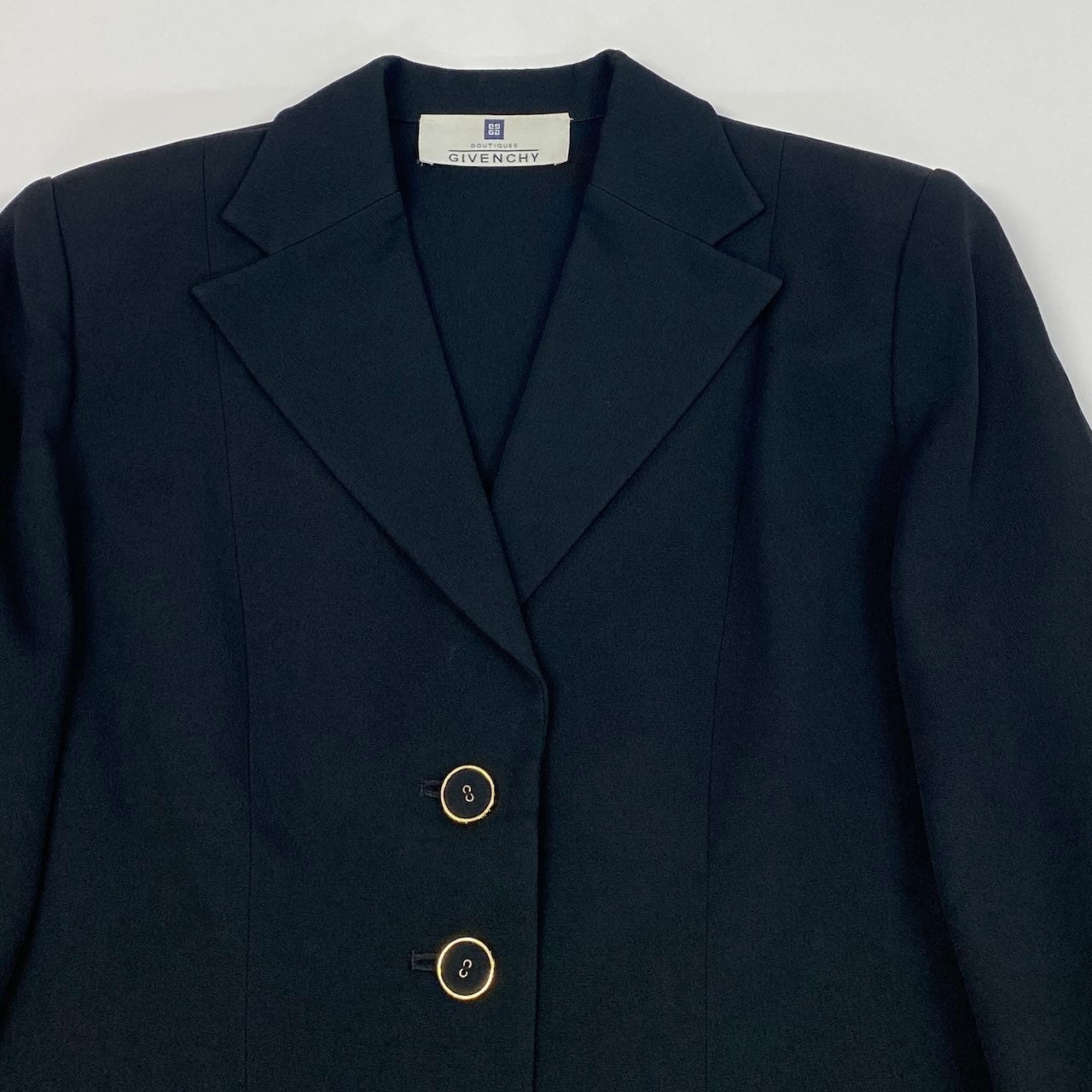 24e14 GIVENCHY ジバンシィ テーラードジャケット ゴールドボタン 羽織 38 ブラック アセテート レーヨン レディースo07t