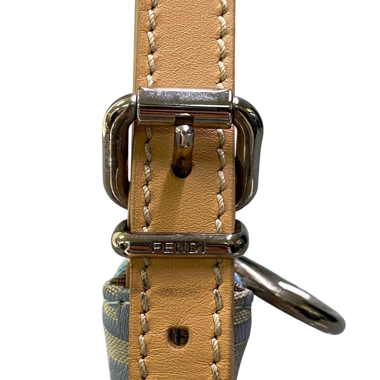 Ad2FENDI フェンディ ズッキーノ ハンドバッグ ワンショルダーバッグ ライトブルー レディースu02t