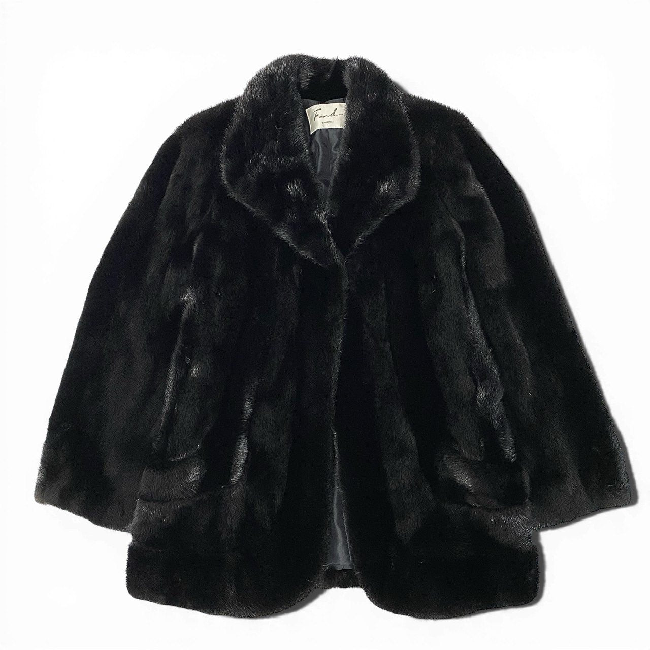 44a15 希少デザイン ダークミンク ロングコート サイズ9～11 ブラック 本毛皮 Dark Mink Fur Coatt18r