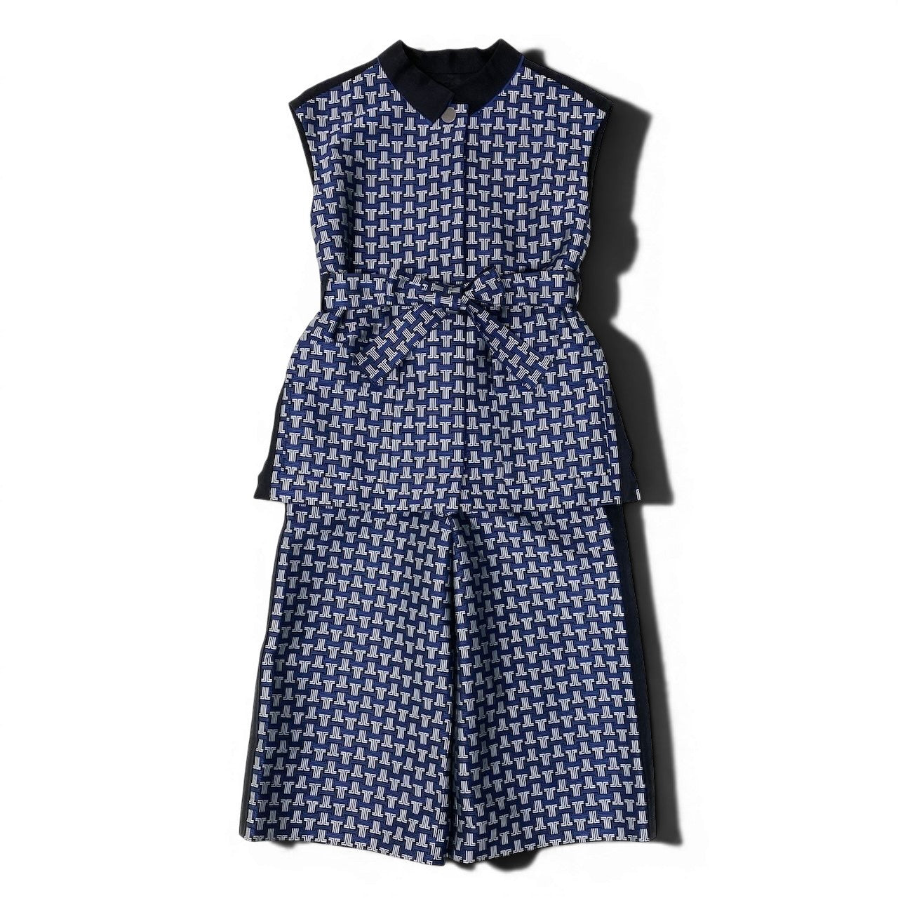 If8 【未使用タグ付】 LANVIN COLLECTION ランバンコレクション 定価16.5万円 セットアップ モノグラム ジャガーベスト ハーフパンツ サイズ36 ブルー レディース 女性用u02t