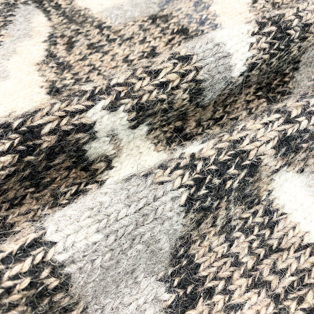 34l24 SIROGOJNO シロゴイノ ヴィンテージ ハンドニットジャケット サイズM 茶系 ピュアウール マケドニア製t18r