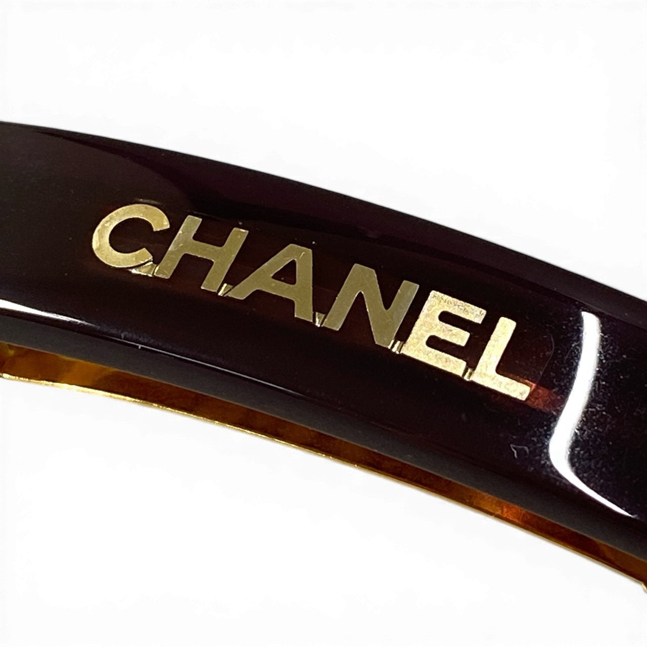 d9 【美品】 CHANEL シャネル 01A バレッタ ヘアクリップ バイカラー ゴールドロゴ ヴィンテージ ヘッドアクセサリー ボルドー系 レディースta1
