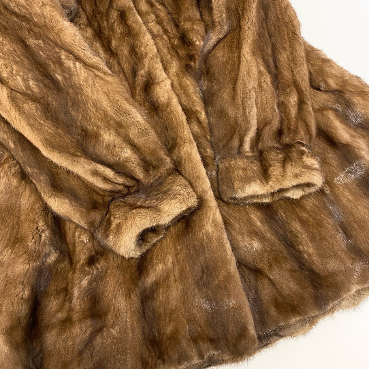 67a24 MOON BAT ムーンバット パステルミンク ロングコート サイズ9～11 茶系 本毛皮 Mink Fur Long Coat 毛質◎t18r