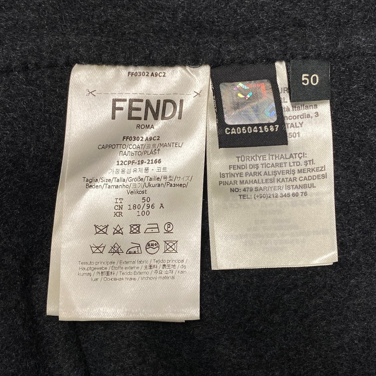 58i15 《極美品》 FENDI フェンディ チェスターコート カシミア ダブルフェイス 50 ネイビー カシミヤ100 メンズu02t