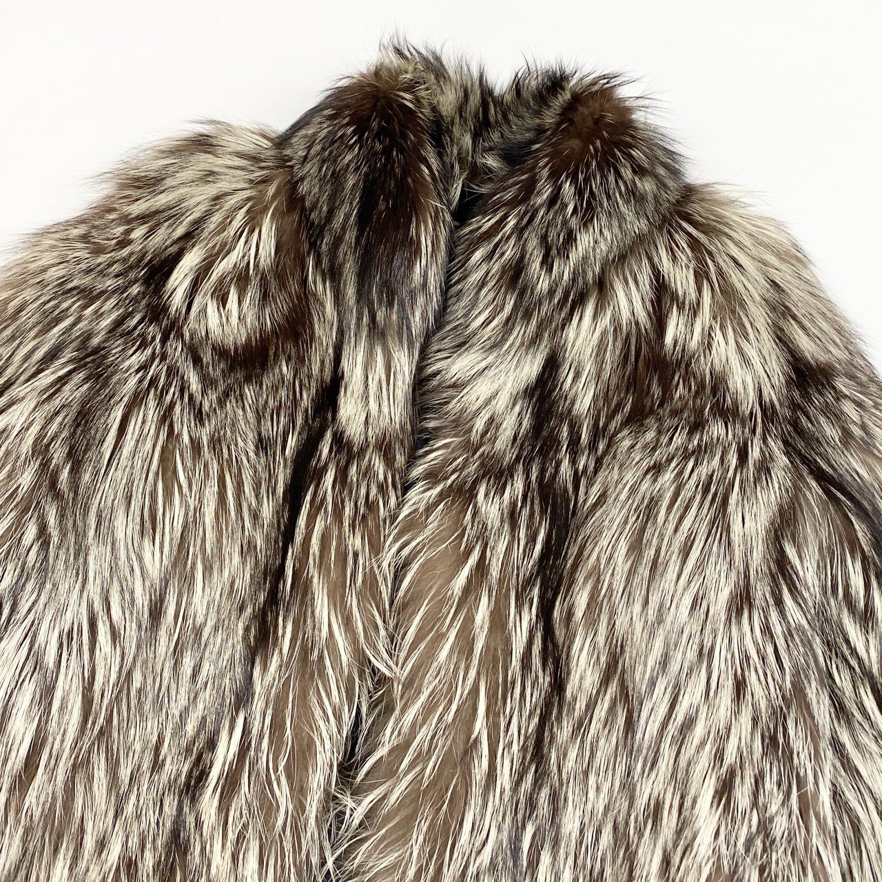 72a15 EMBA エンバ シルバーフォックスコート サイズF 本毛皮 Fox Fur Coat 銀狐 ポケット有t18r