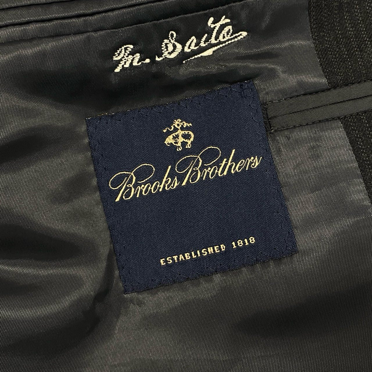 11l16 ③ Brooks Brothers ブルックスブラザーズ ストライプスーツ セットアップ 42 ダークグレー ビジネス フォーマル 上下セット ジャケット スラックス